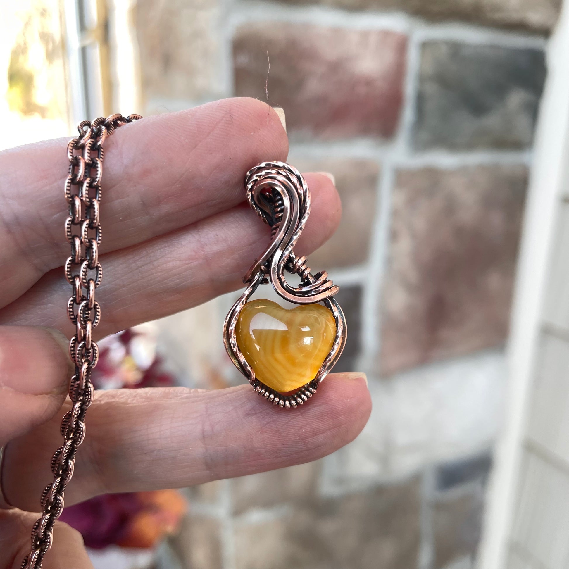 Carnelian Heart Copper Necklace