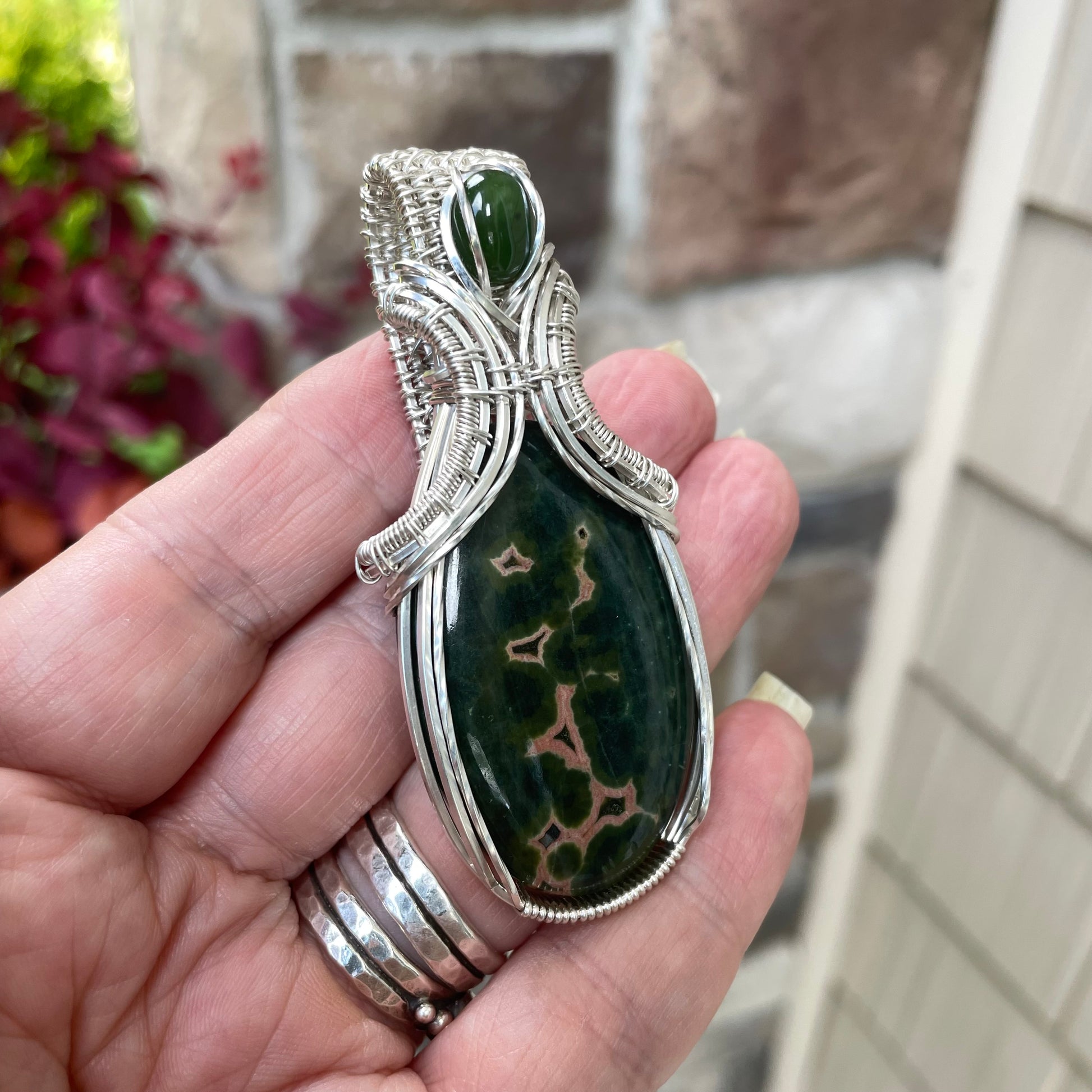 RESERVED - Ocean Jasper & Jade Silver Necklace