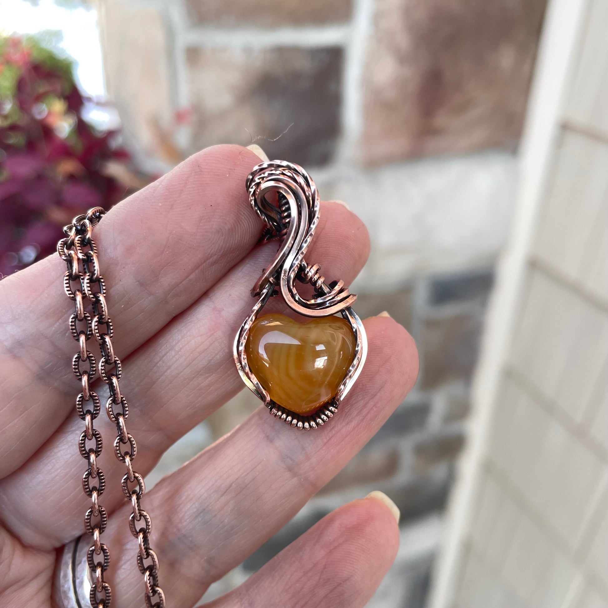 Carnelian Heart Copper Necklace