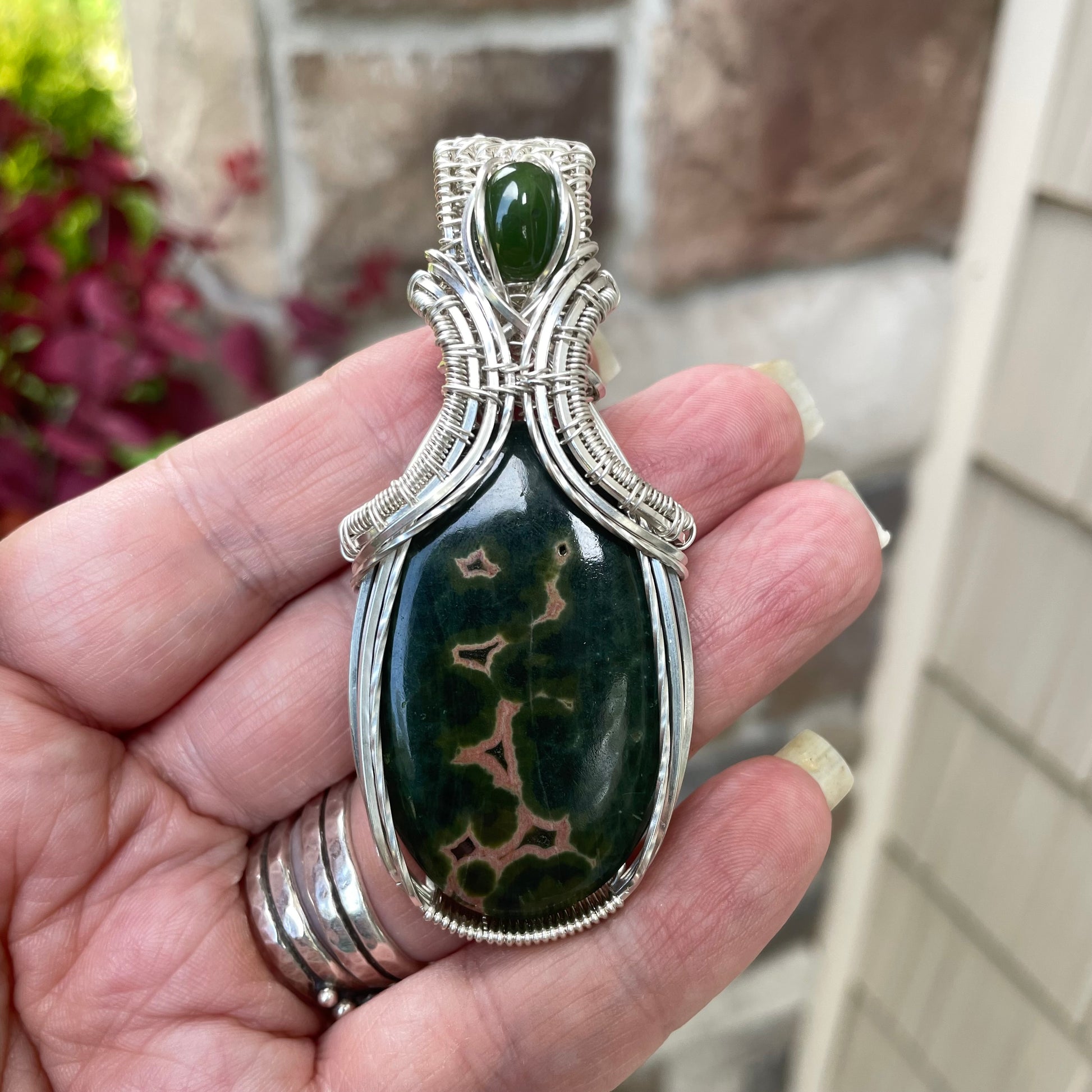RESERVED - Ocean Jasper & Jade Silver Necklace