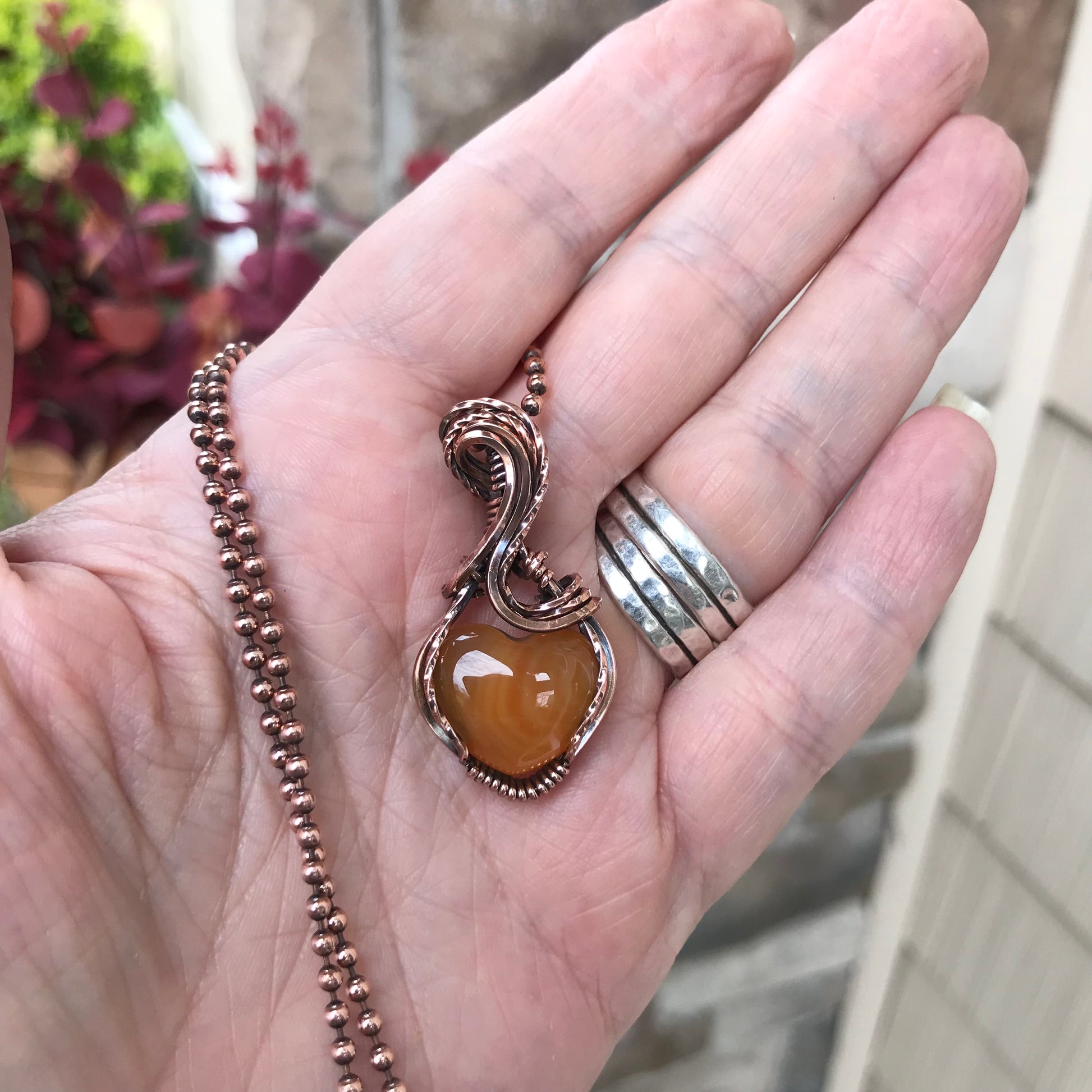 Carnelian Heart Copper Necklace
