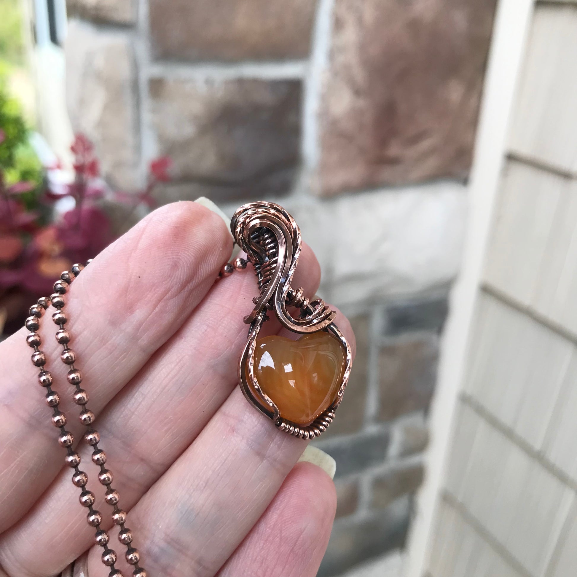 Carnelian Heart Copper Necklace