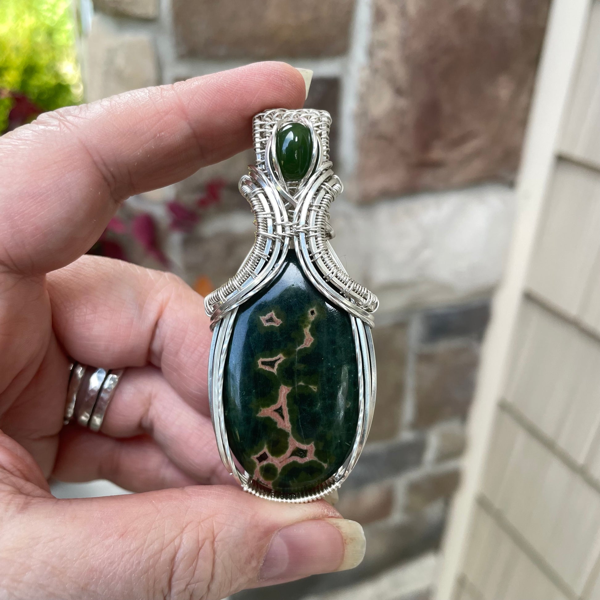 RESERVED - Ocean Jasper & Jade Silver Necklace