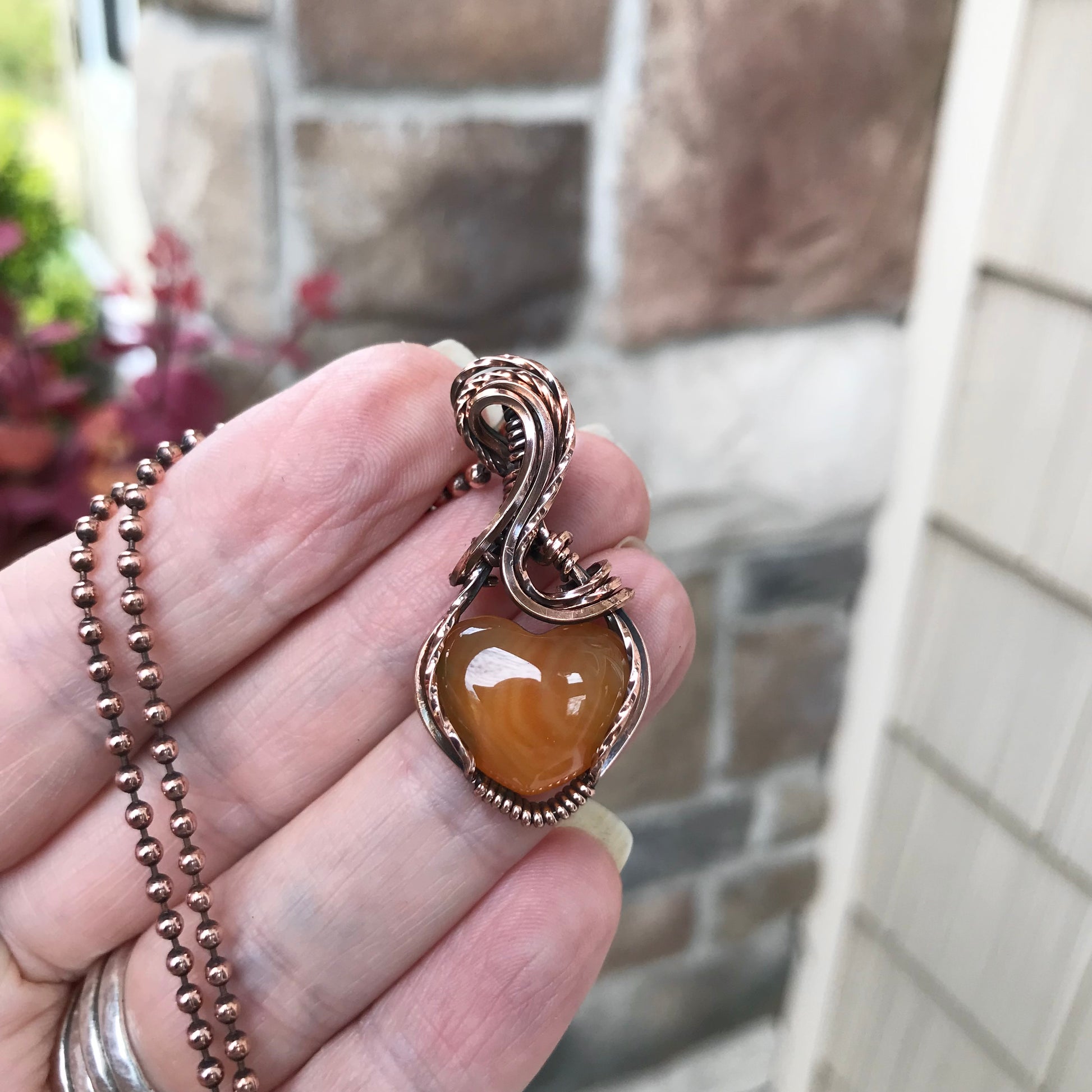 Carnelian Heart Copper Necklace