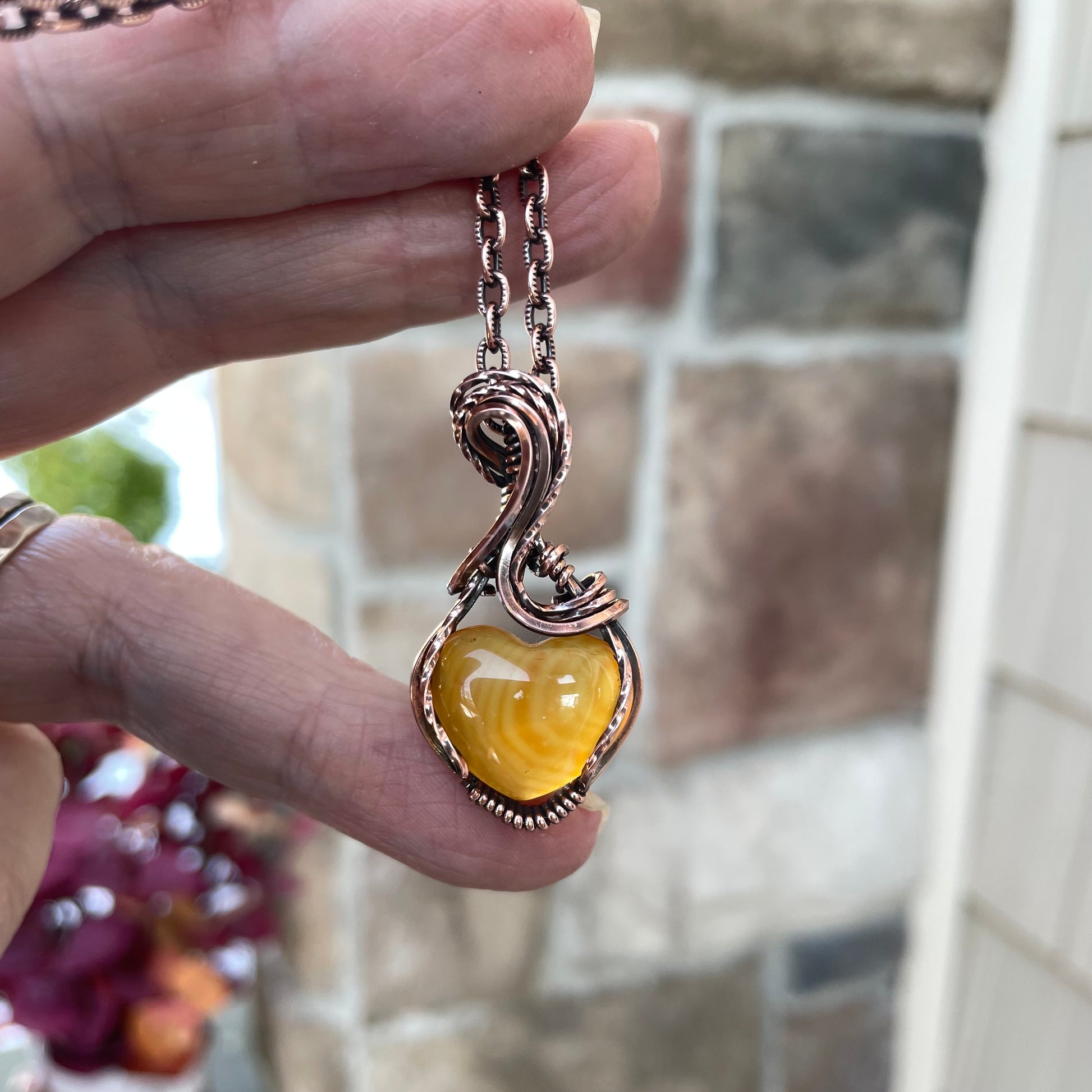 Carnelian Heart Copper Necklace