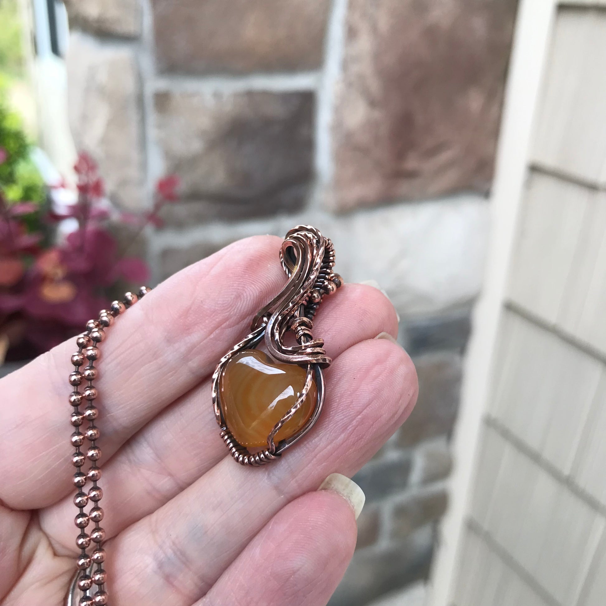 Carnelian Heart Copper Necklace