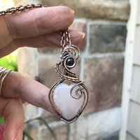Rose Quartz & Garnet Heart Copper Pendant