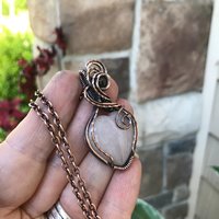 Rose Quartz & Garnet Heart Copper Pendant