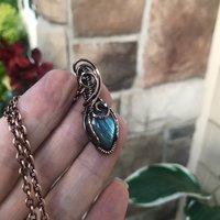 Blue Teal Mini Labradorite Copper Necklace
