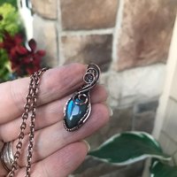 Blue Teal Mini Labradorite Copper Necklace