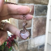 Rose Quartz Small Copper Heart Pendant