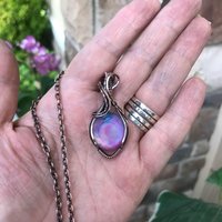 Aurora Opal Pastel Pink Copper Necklace