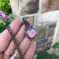 Aurora Opal Pastel Pink Copper Necklace