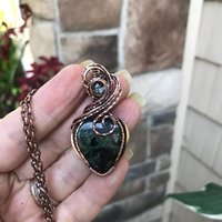 Kambaba Jasper & Prasiolite Copper Heart Pendant