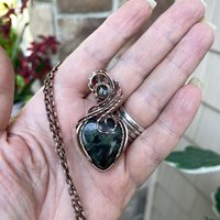 Kambaba Jasper & Prasiolite Copper Heart Pendant