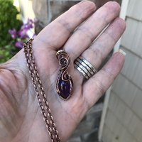 Amethyst Mini Teardrop Copper Necklace