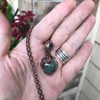 Moss Agate Small Heart Copper Necklace