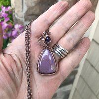 Phosphosiderite & Amethyst Copper Pendant
