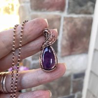 Amethyst  Small Copper Necklace