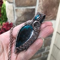 Shattuckite Tenorite & Apatite Woven Copper Necklace