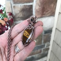 Tiger Eye Oval Copper Necklace