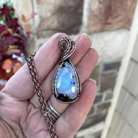 Moonstone with Black Tourmaline Copper Necklace