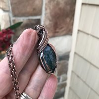 Moss Agate Oval Copper Necklace