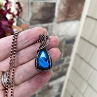 Blue Labradorite Small Copper Pendant