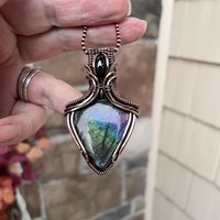 Teal Labradorite & Garnet Copper Necklace