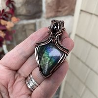 Teal Labradorite & Garnet Copper Necklace