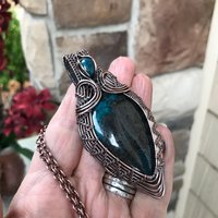 Shattuckite Tenorite & Apatite Woven Copper Necklace