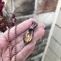 Citrine Quartz Copper Pendant