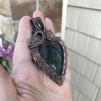 Blue Purple Labradorite Woven Pendant