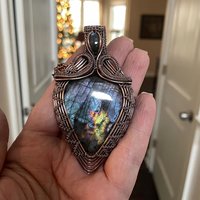 Blue Purple Labradorite Woven Pendant