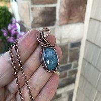 Aquamarine Small Oval Copper Necklace