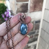 Aquamarine Small Oval Copper Necklace