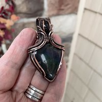 Teal Labradorite & Garnet Copper Necklace