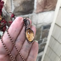Citrine Quartz Copper Pendant