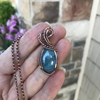 Aquamarine Small Oval Copper Necklace