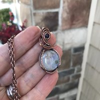Rainbow Moonstone & Iolite Copper Necklace