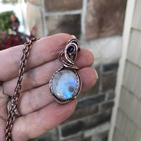 Rainbow Moonstone & Iolite Copper Necklace