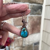 Chrysocolla Small Copper Pendant