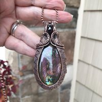 Purple Maroon Labradorite & Garnet Woven Pendant