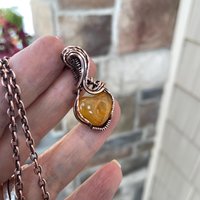Carnelian Heart Copper Pendant