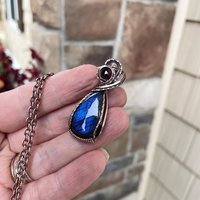 Blue Labradorite & Garnet Copper Necklace