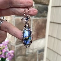 Purple Labradorite & Iolite Small Copper Penddant