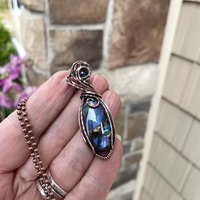 Purple Labradorite & Iolite Small Copper Penddant