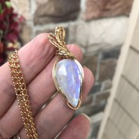 Rainbow Moonstone Brass Pendant