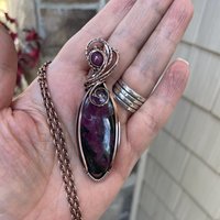 Ruby & Pink Sapphire Oval Copper Necklace
