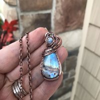 Rainbow Moonstone Copper Necklace